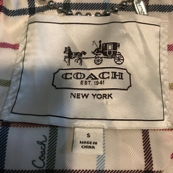 COACH Cotton Linen Blend Denim Like Trench Coat Button Up Size S - Picture 8 of 9